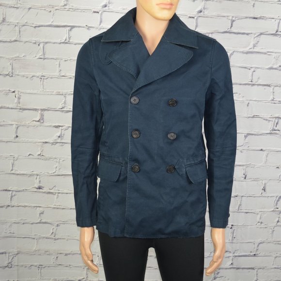 Mens All Saints Cabanel PeaCoat Jacket British Millerain co. size 36 - Picture 1 of 13